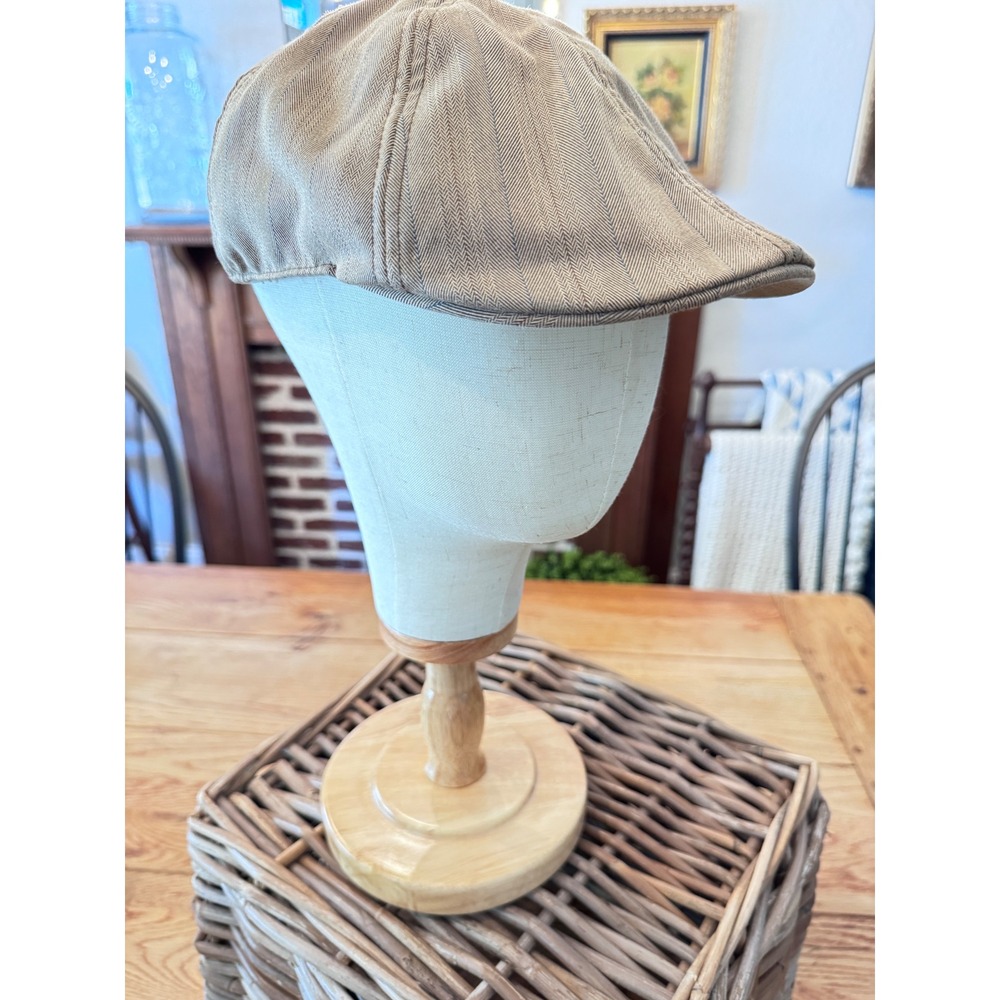 Lids Mens Tan Herringbone Flat Cap Newsboy Ivy Hat L/XL